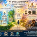 Два энергетических поля на планете Земля. Духовная иллюстрация о выборе между путем Света и путем разрушения, законе свободной воли, прямом соединении с Творцом, внутреннем пробуждении, гармонии, любви и истинном духовном развитии.