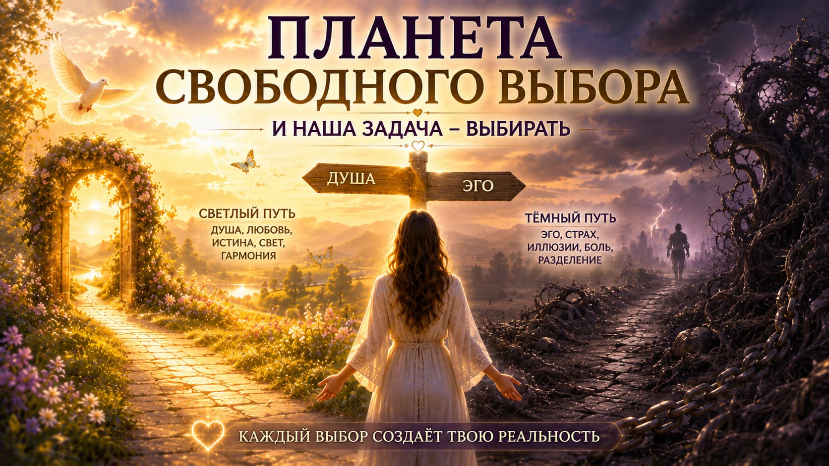 Каждый день мы совершаем десятки выборов, даже не замечая этого. Но существует один выбор, который определяет всю нашу жизнь. В этом фрагменте вебинара раскрывается глубокая духовная истина: Земля — это планета свободного выбора. Каждый момент мы выбираем, идти ли за голосом своей Души или следовать желаниям эго.